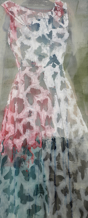 „Kleid mit Schmetterlingen“, Acryl auf Leinwand, 209 x 86 cm (2005)
